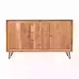 Japandi Style Large Sideboard with Ribbed Detailing and Metal Legs